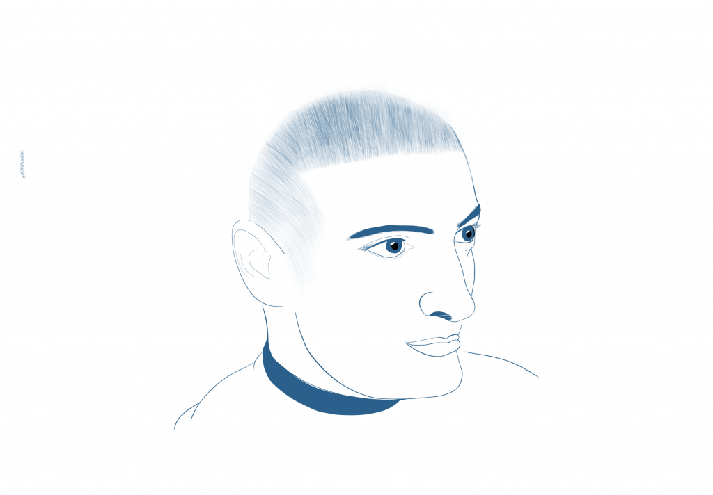 Illustration of man with buzzcut haircut