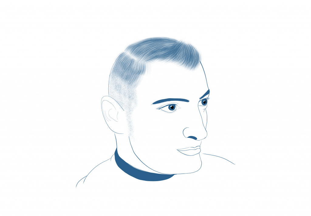 Illustration of man with Pomp haircut