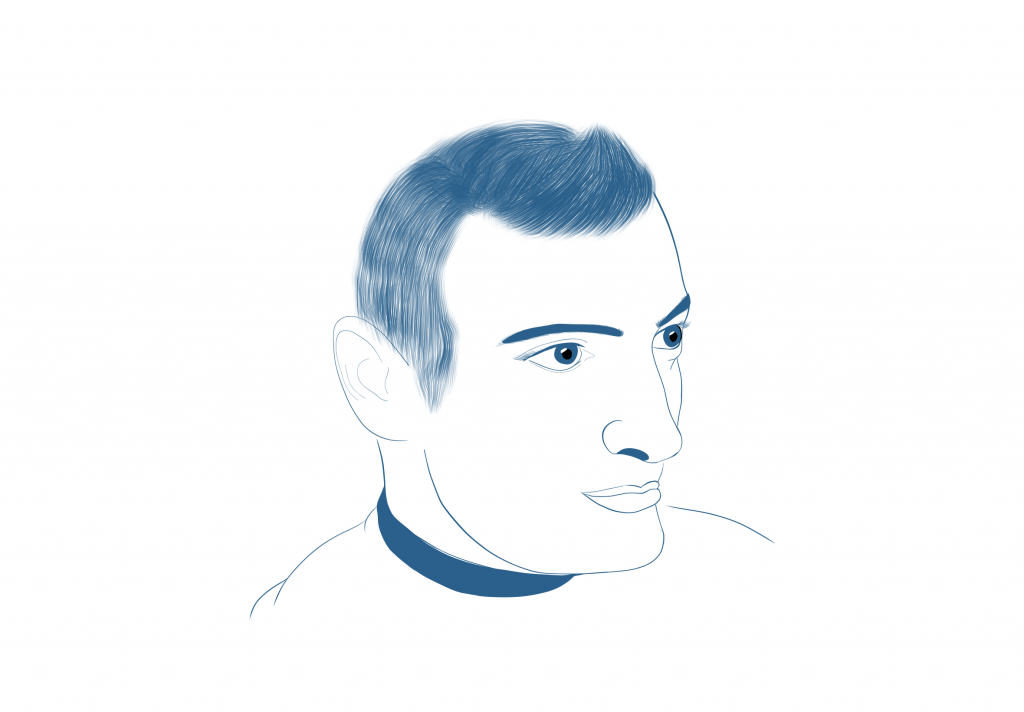 Illustration of man with McQueen haircut